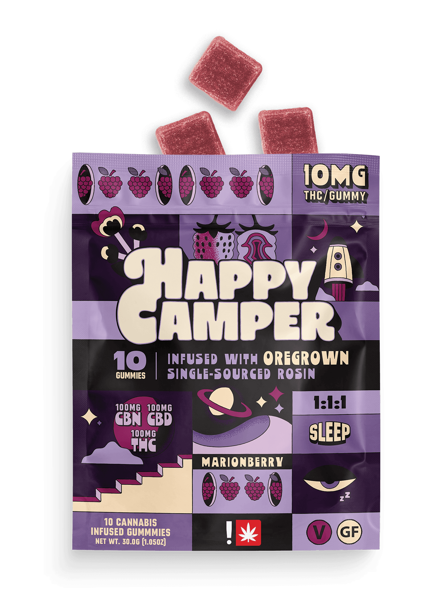 Happy Camper Low Dose 10Pk | Marionberry 1:1:1 (Sleep) | 100mg