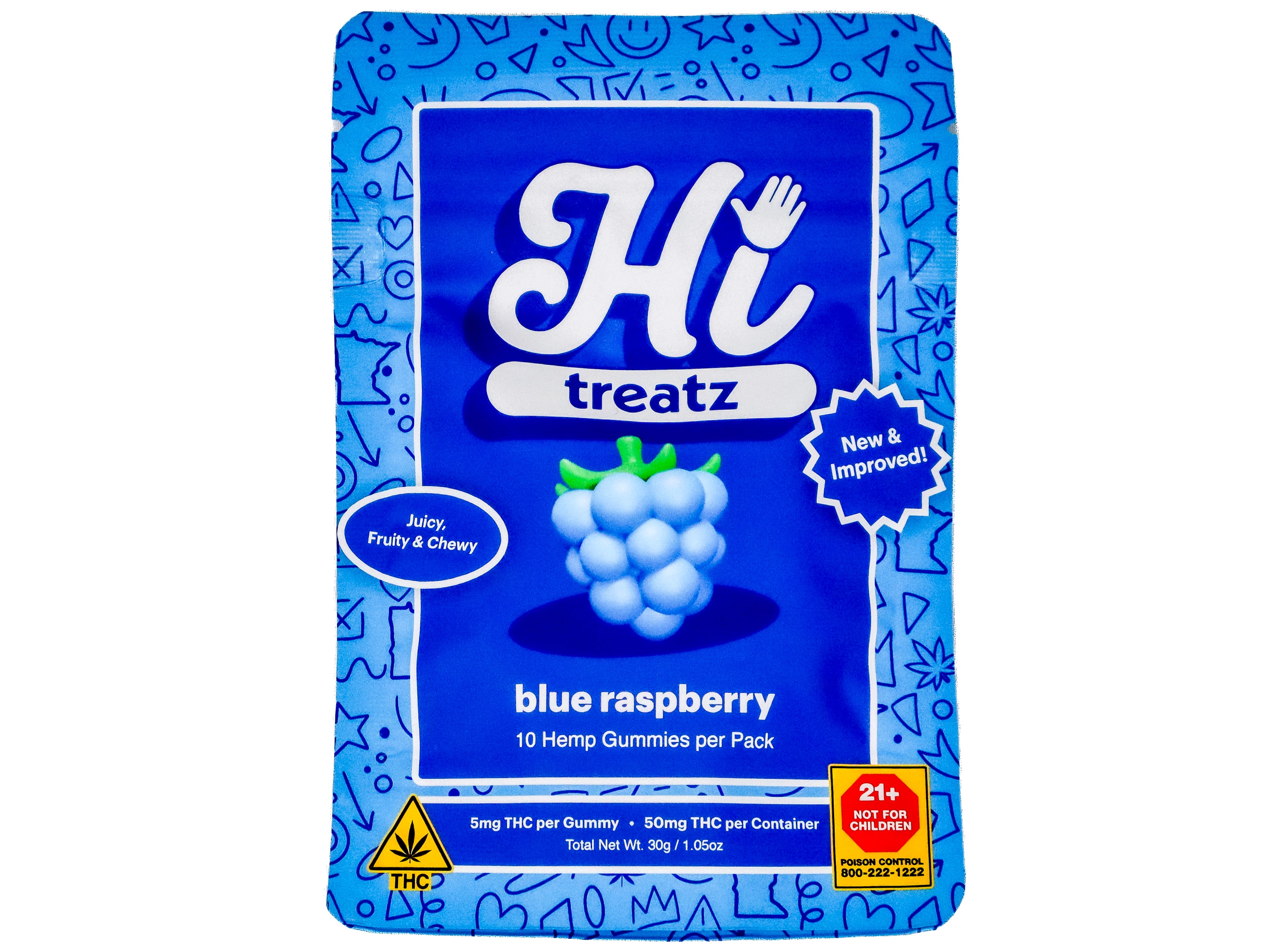 Hi Treatz NCW Blue Raspberry Gummies 50mg THC 6614530723