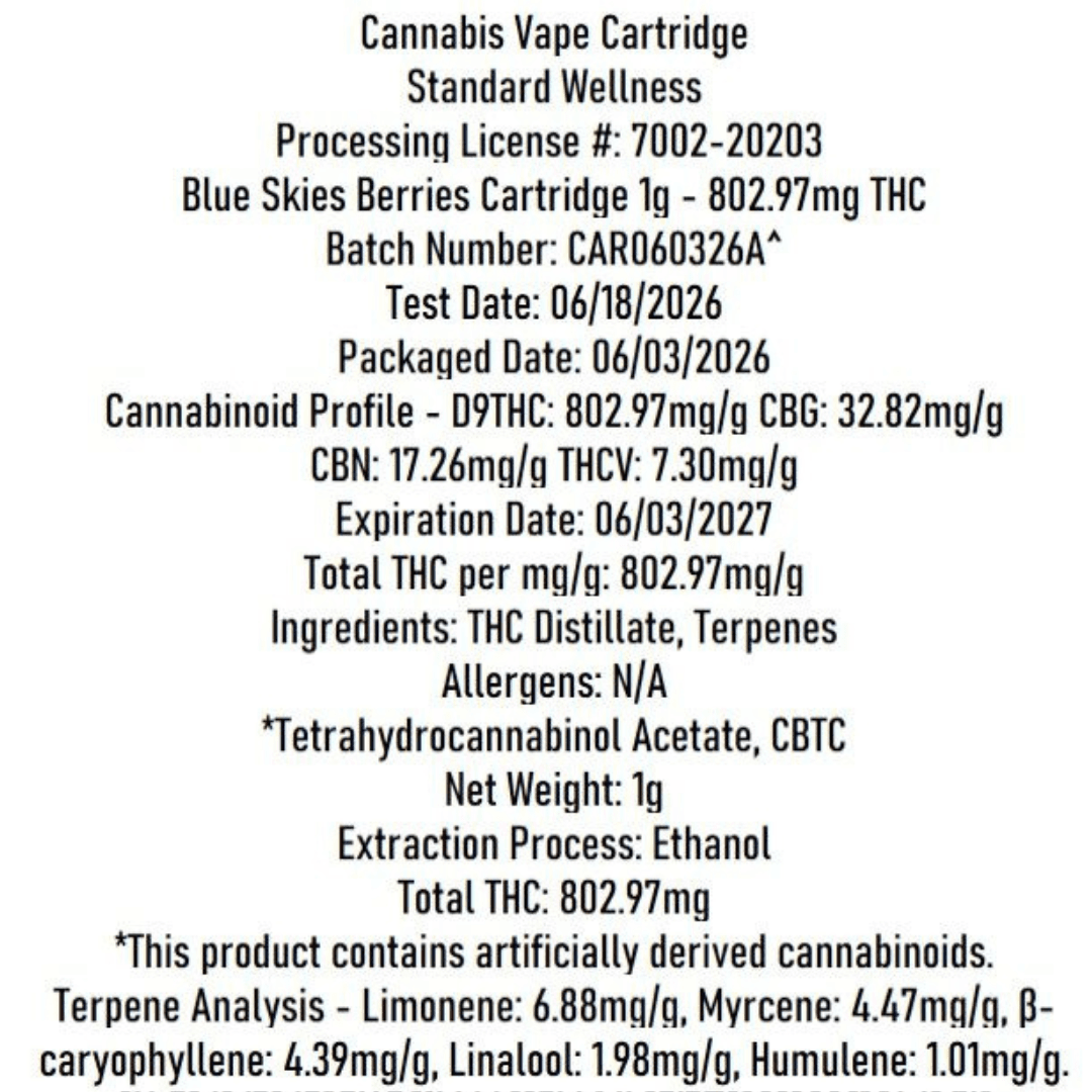 The Solid Blue Skies Berries | Cartridge | 1g