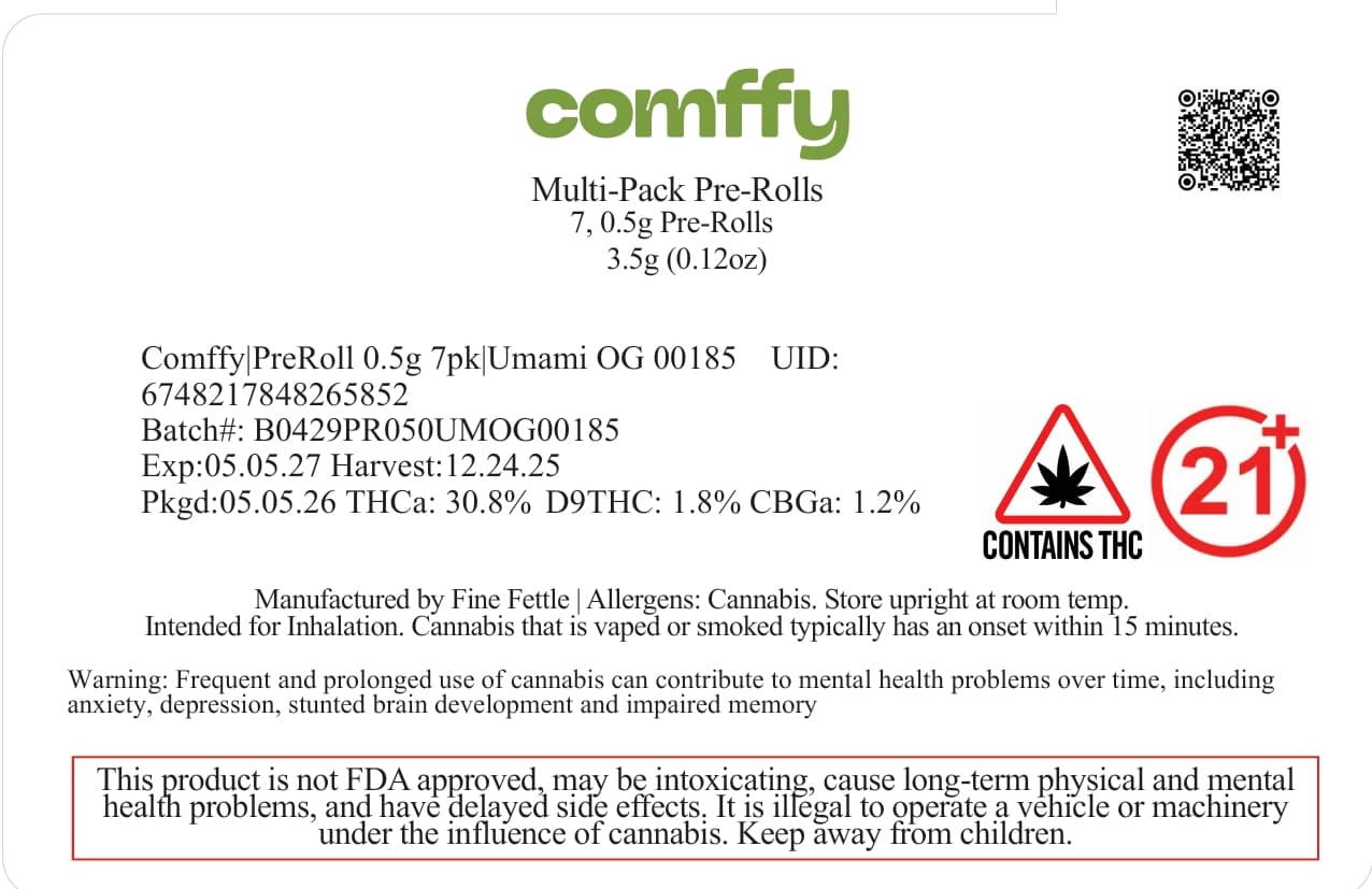 Comffy PreRoll 0.5g 7pk|Umami OG 00185