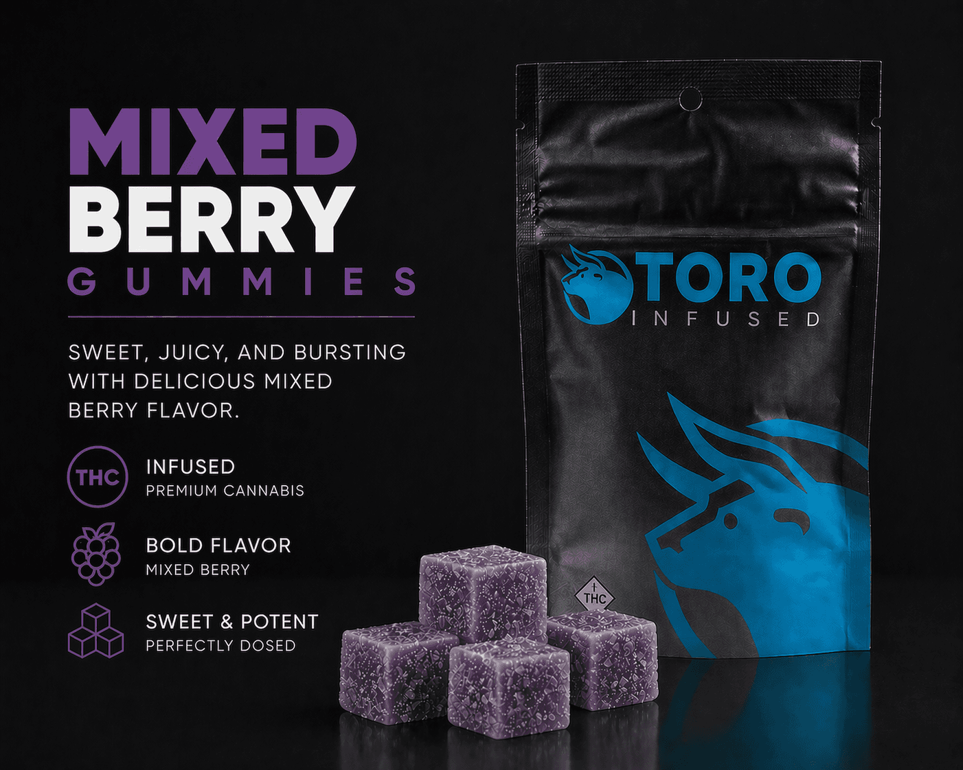 Toro Infused 100mg Gummies | Mixed Berry