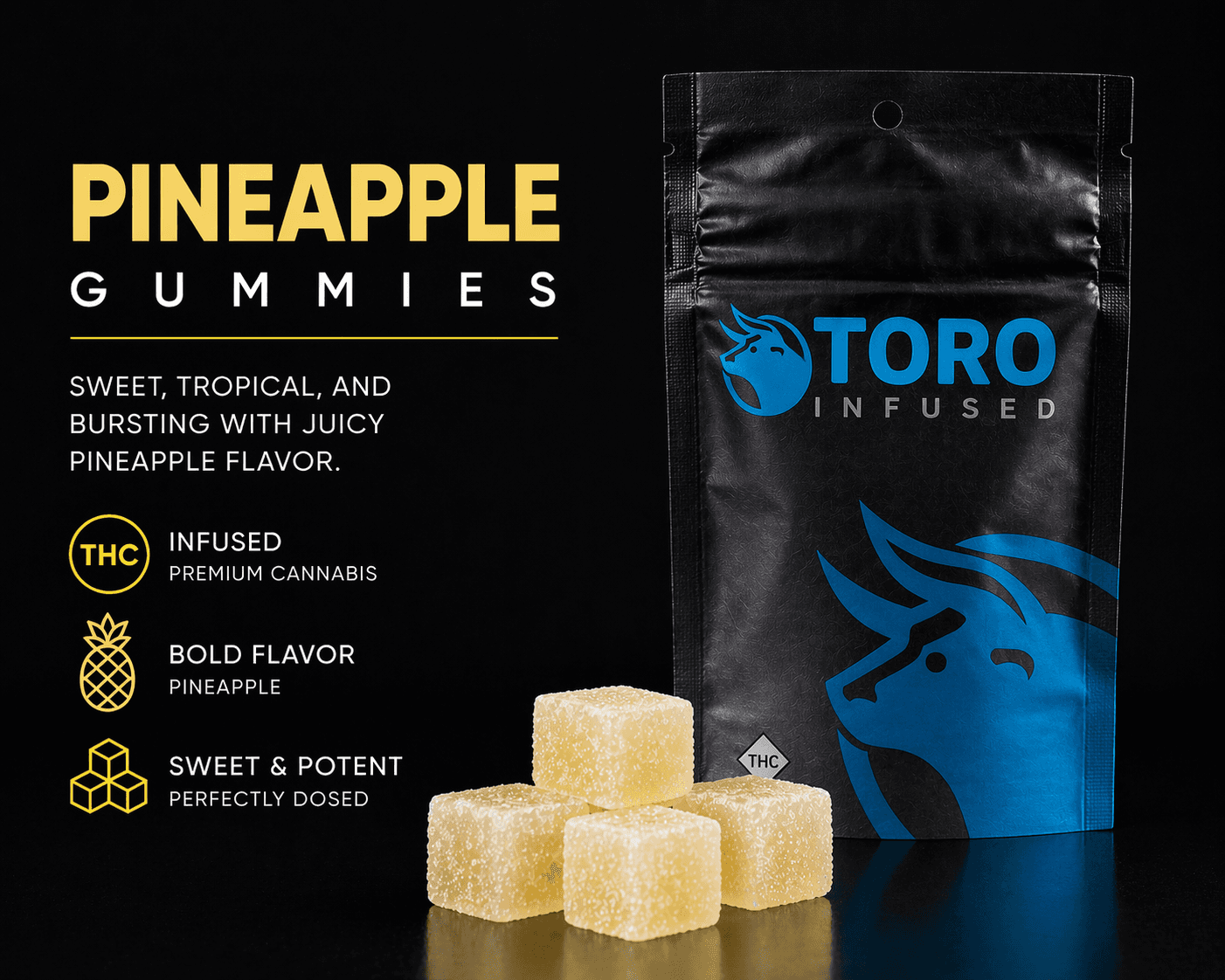 Toro Infused 100mg Gummies | Pineapple