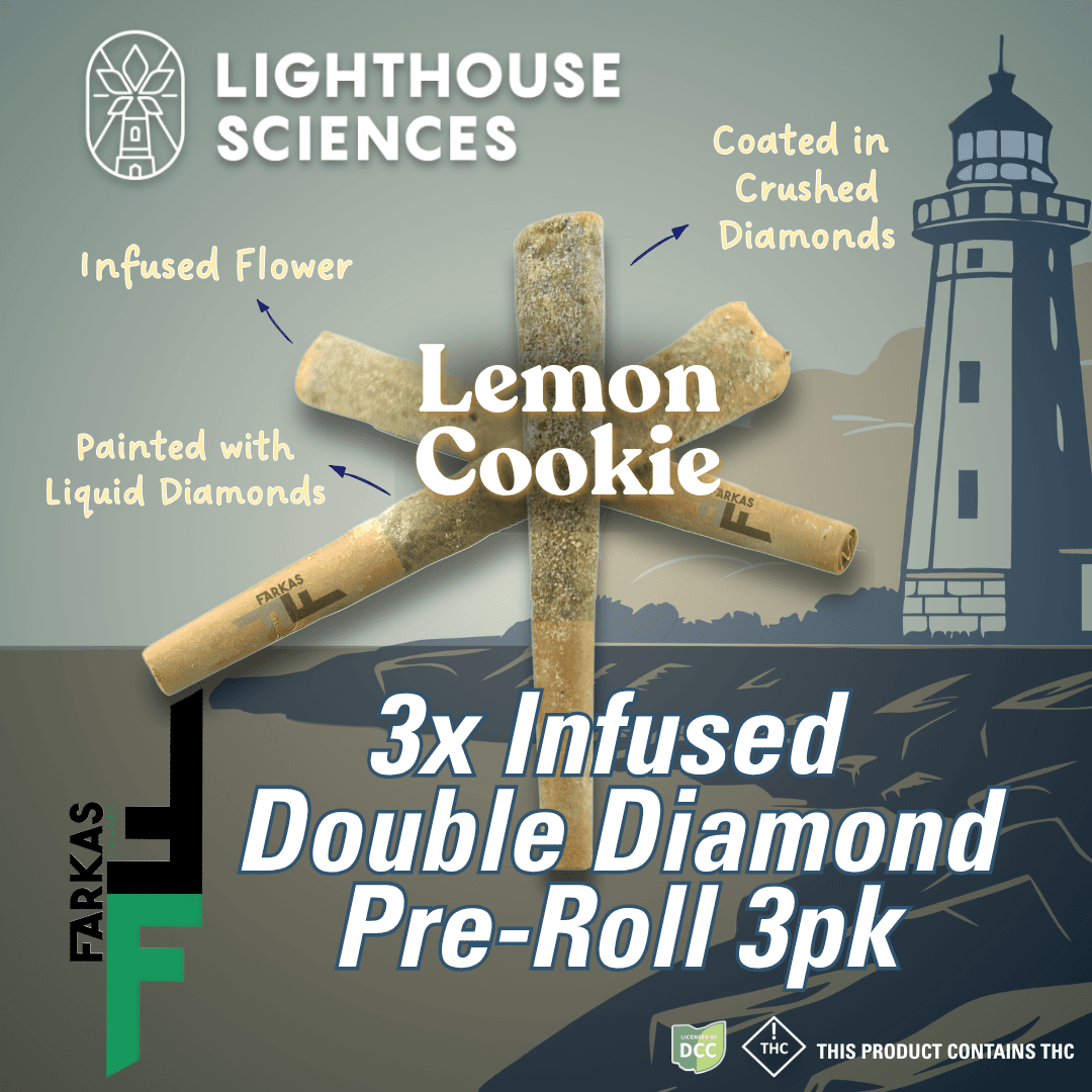 Lighthouse Sciences Lemon Cookie Live Resin Diamond Infused Pre-Roll 3 Pack