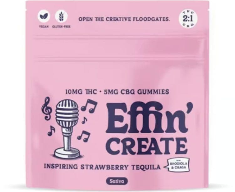 Effin' CREATE | INSPIRING STRAWBERRY TEQUILA 2:1 THC:CBG | 100MG/10PK SOFT CHEWS