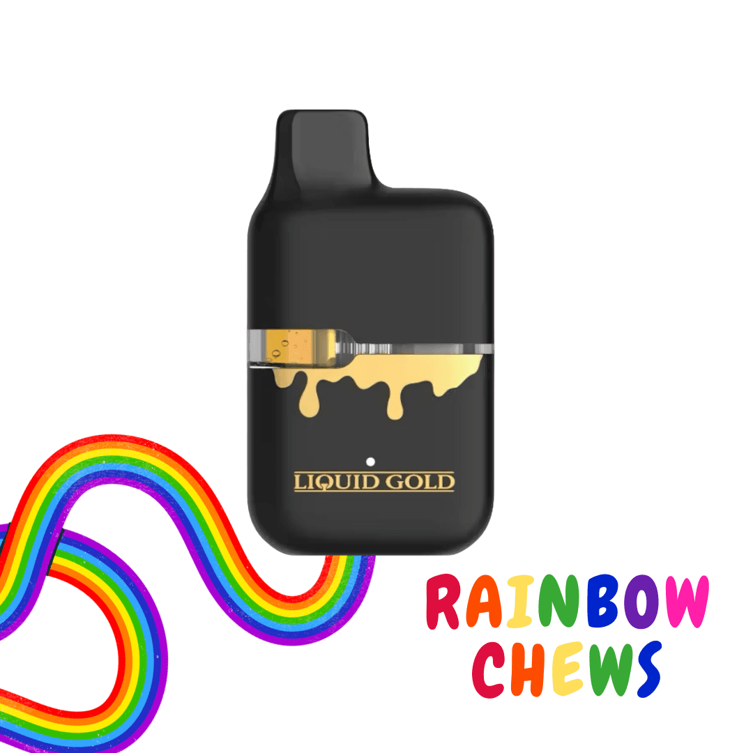 Liquid Gold Live Resin Distillate Blend Rainbow Chews Disposable