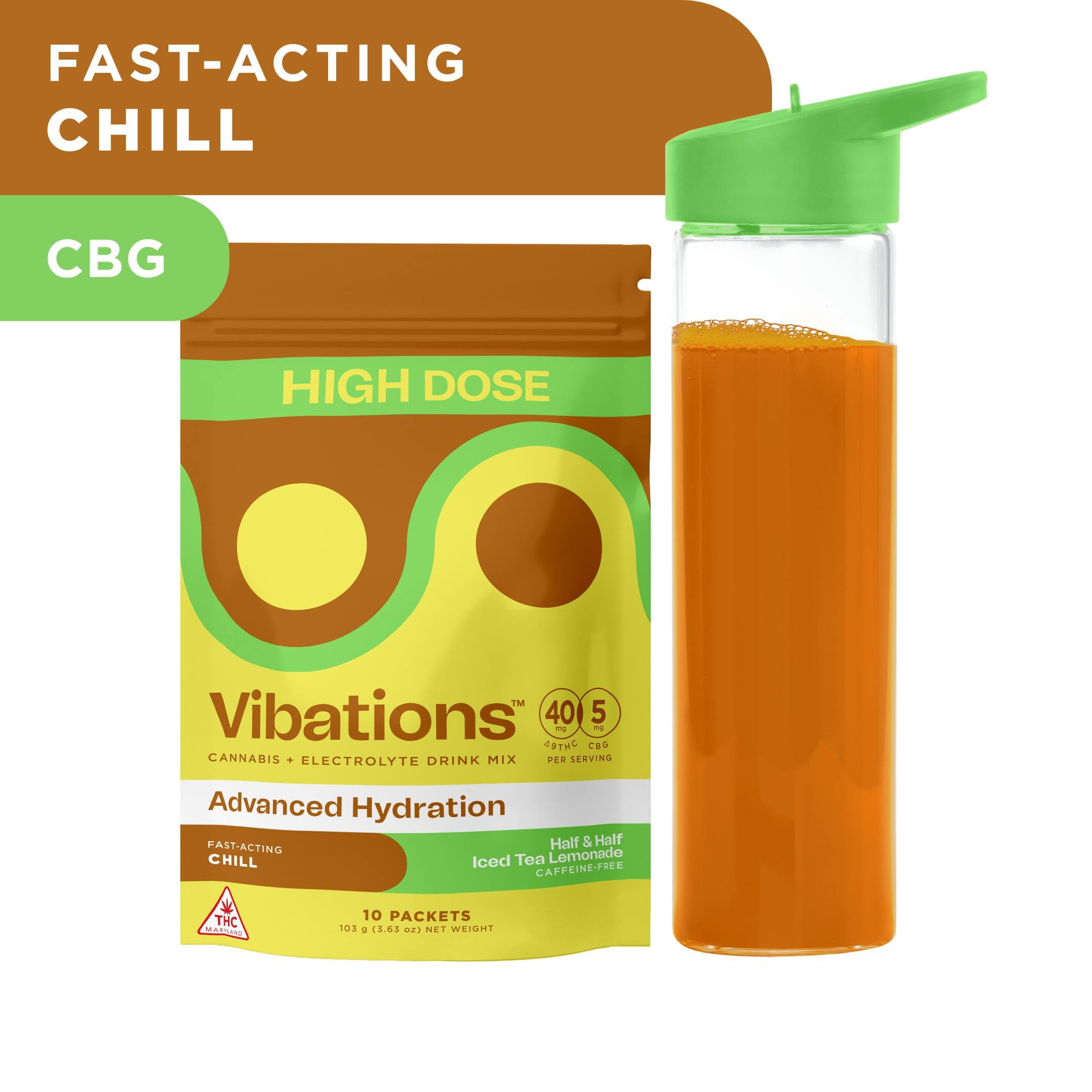 Vibations Half & Half 1:1 (CBD:THC) Drink Mix 40mg x 10pk