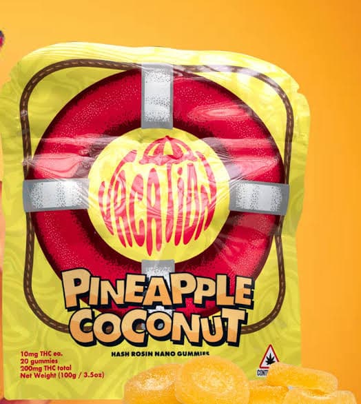 Vacation Pineapple Coconut | Hash Rosin Gummies | 100mg