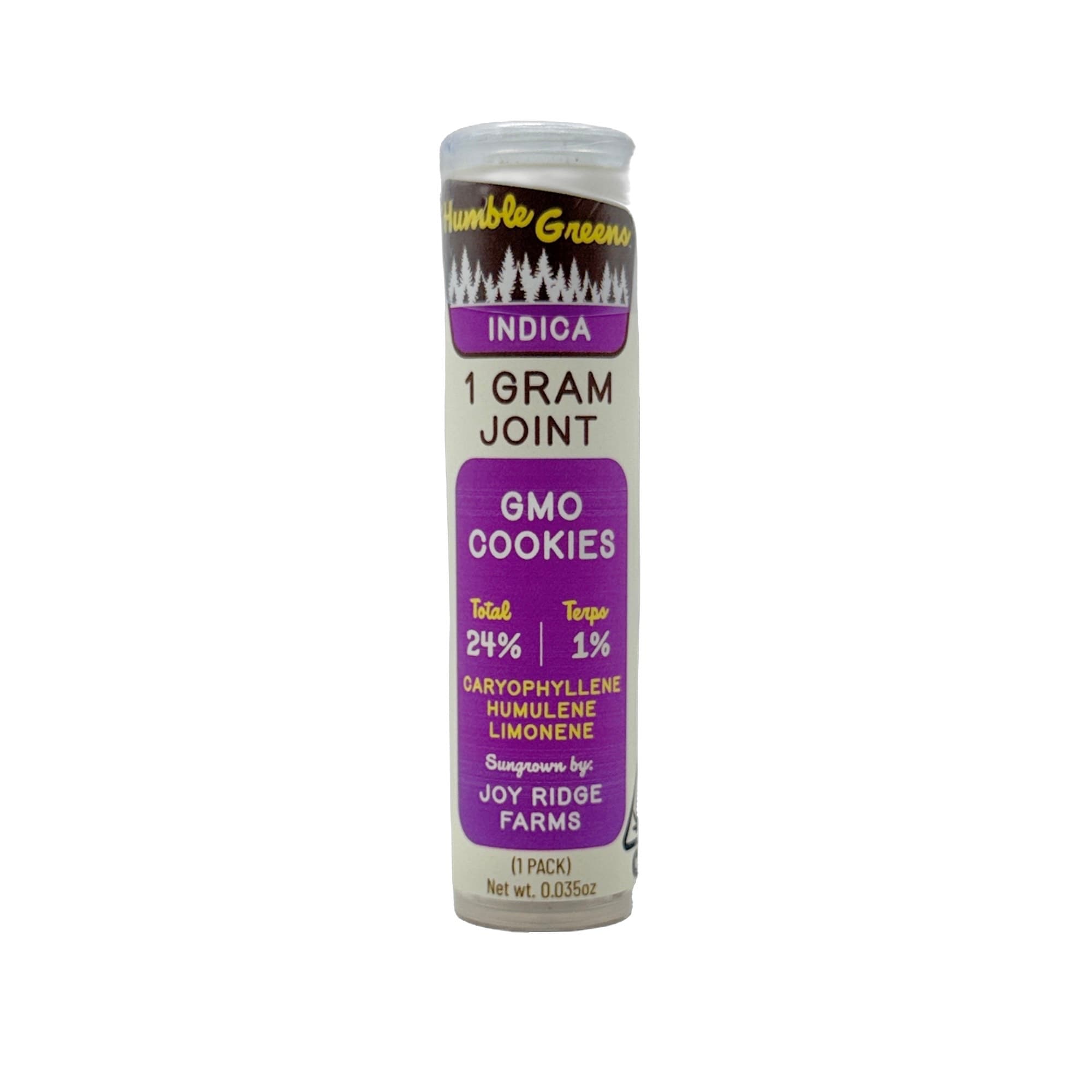 HUMBLE GREENS GMO COOKIES PREROLL SINGLE 1G