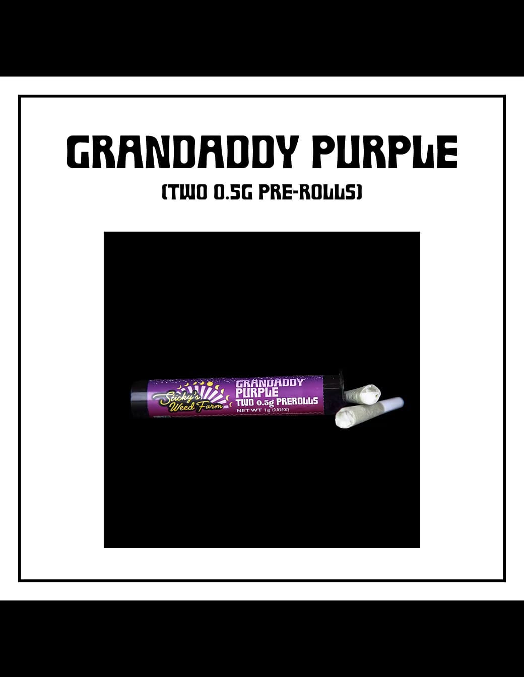 Sticky's Weed Farm Grandaddy Purple | 2pk Pre-roll