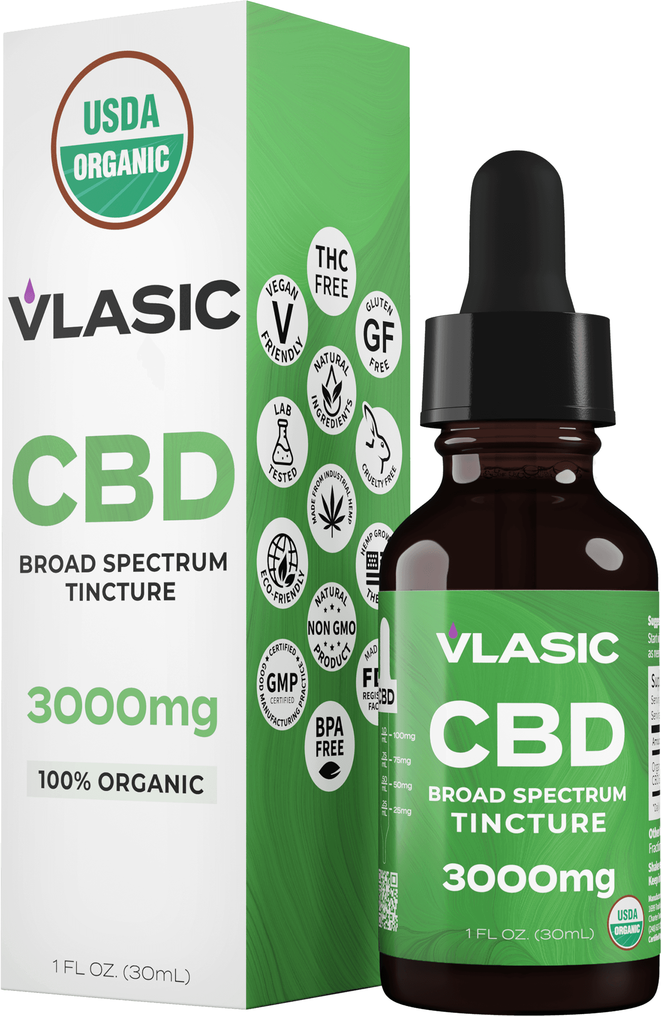 Vlasic Labs Tincture | CBD Broad Spectrum | 3000mg | 30ml