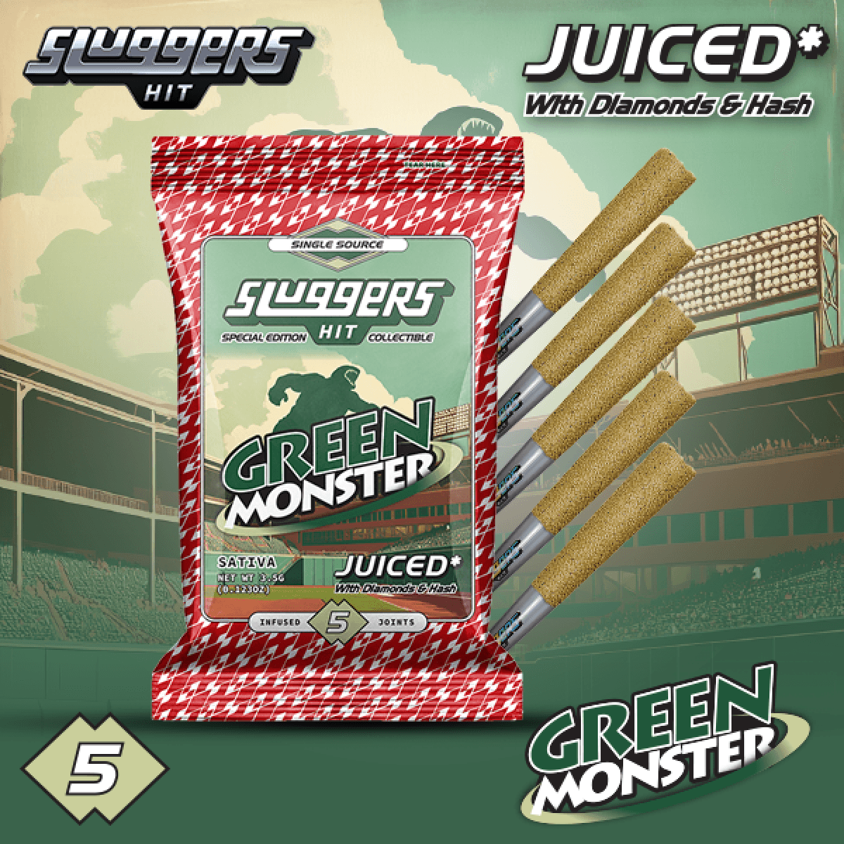 Sluggers Green Monster Infused Pre-Roll | 5pk