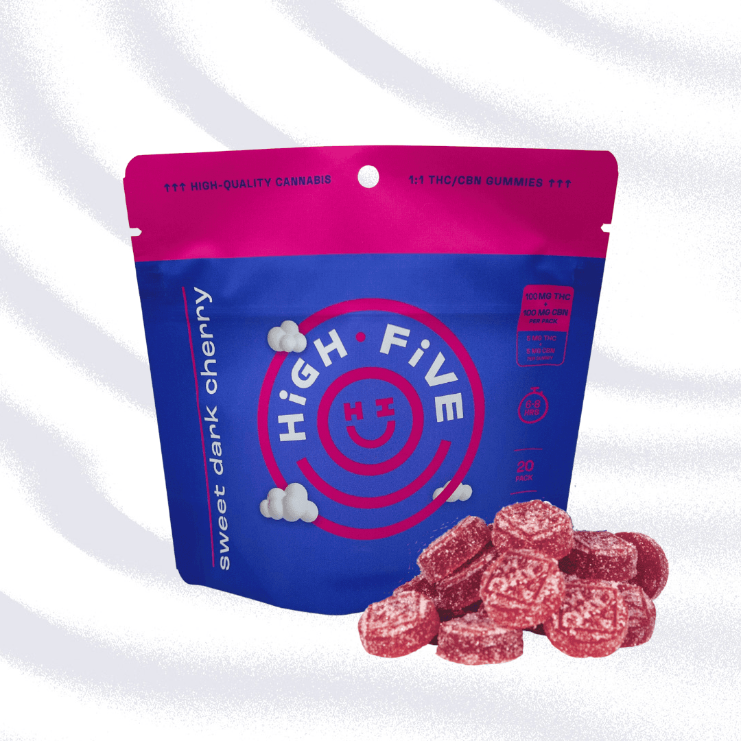 High Five 1:1 THC:CBN Dark Cherry Gummies 20pk