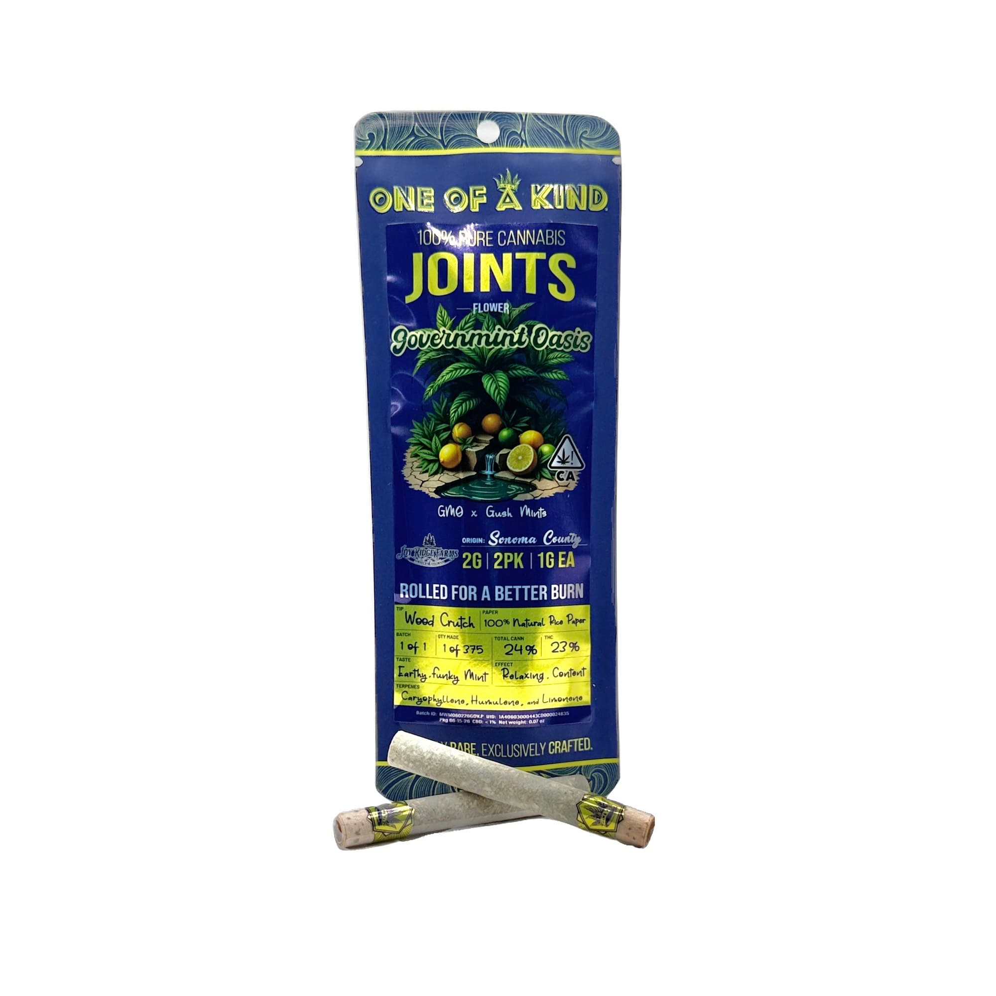 ONE OF A KIND GOVERNMINT OASIS PREROLLS 2 PACK 2G