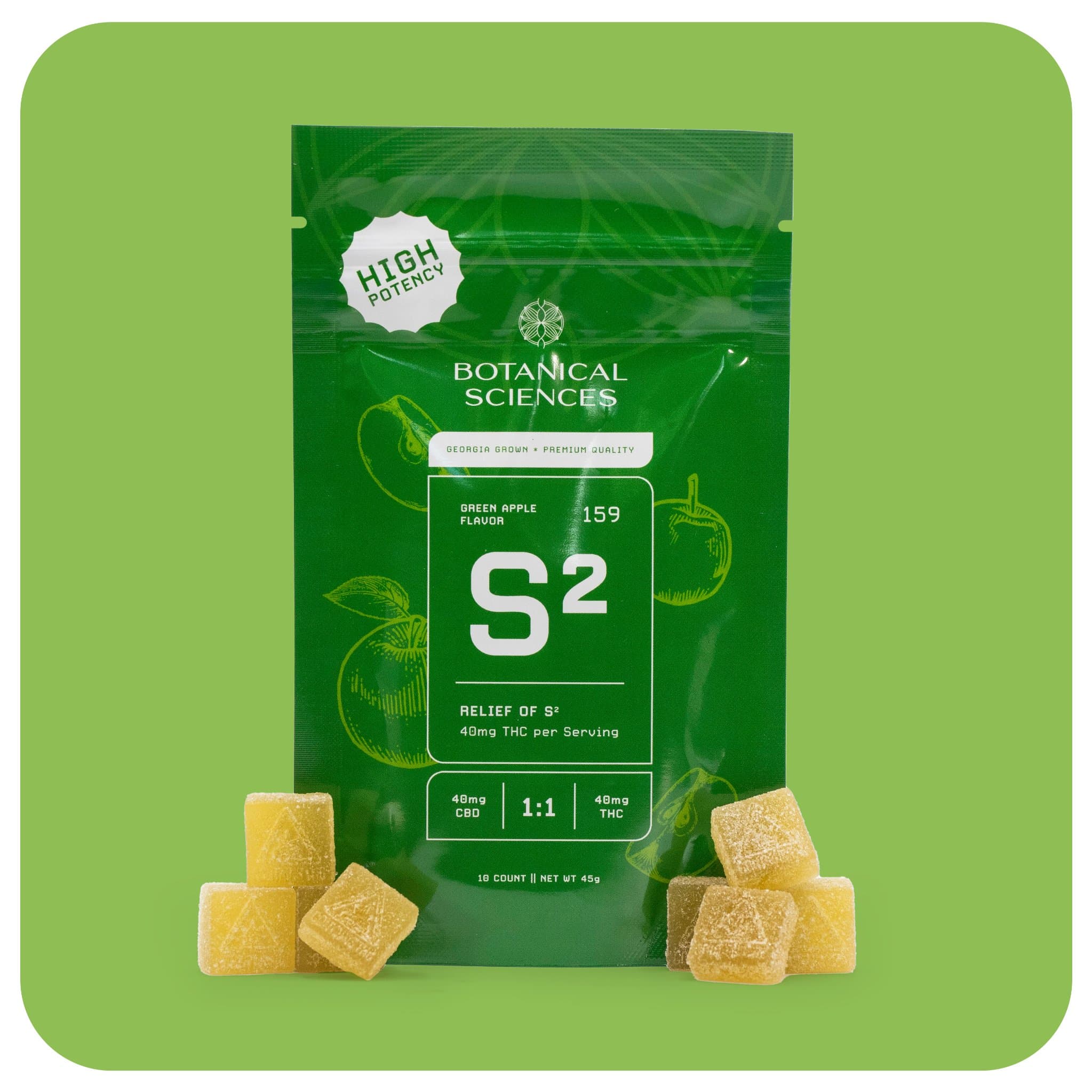 Botanical Sciences 1:1 Green Apple [10pk] (400mg THC/400mg CBD)