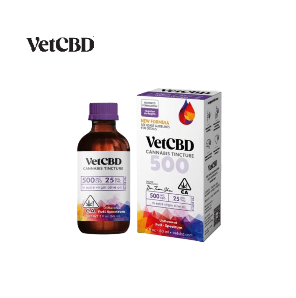 VET CBD REGULAR STRENGTH 20:1 500MG CBD 25MG THC TINCTURE