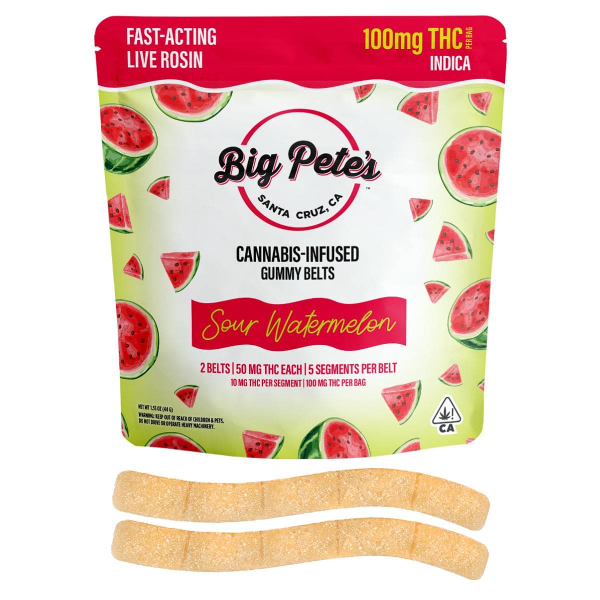 Big Pete's SOUR WATERMELON BELTS - 100MG (2-BELTS)