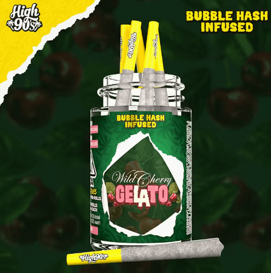 HIGH 90'S x 5pk Prerolls Infused - Wild Cherry Gelato
