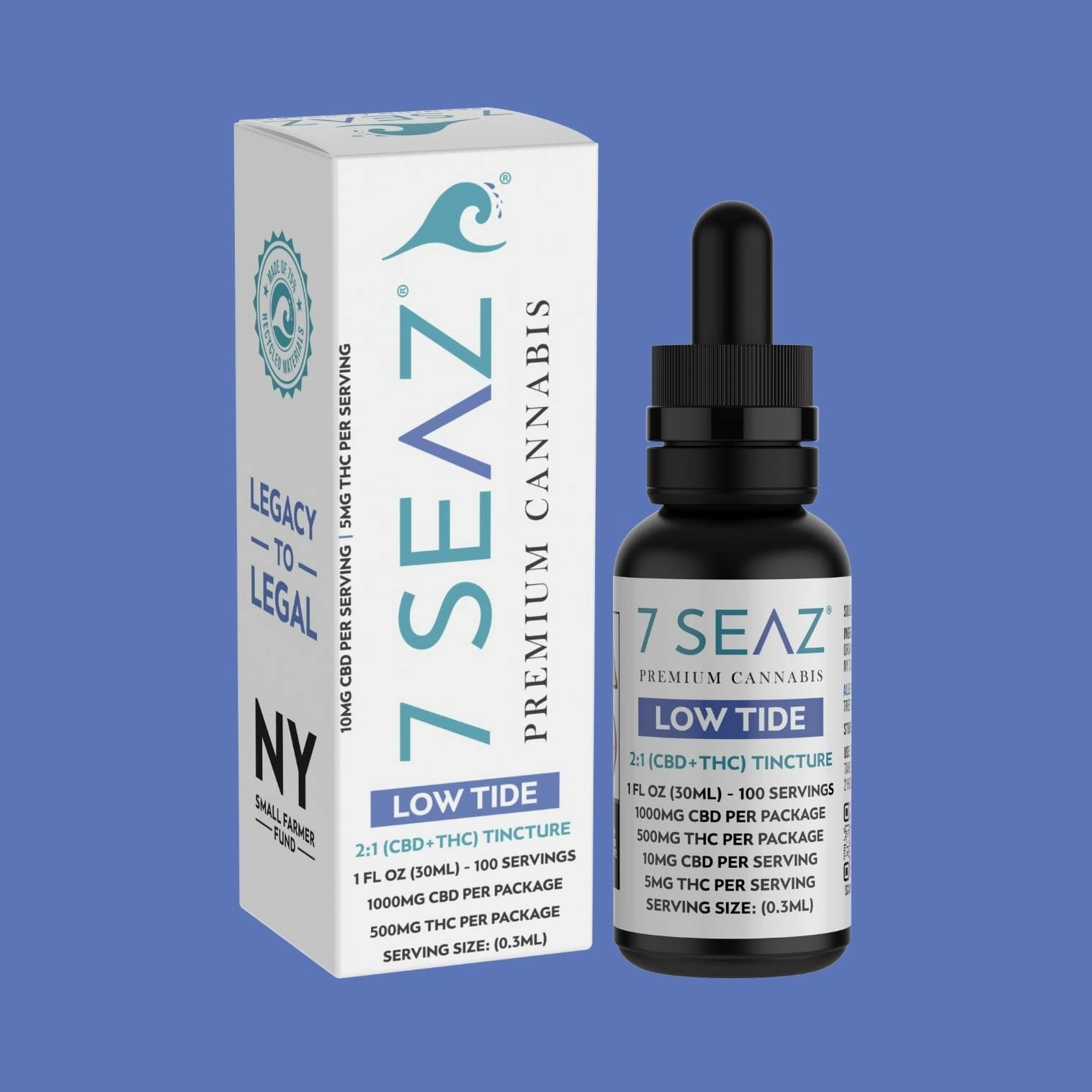 7 SEAZ Low Tide 2:1 CBD:THC Tincture - 500mg