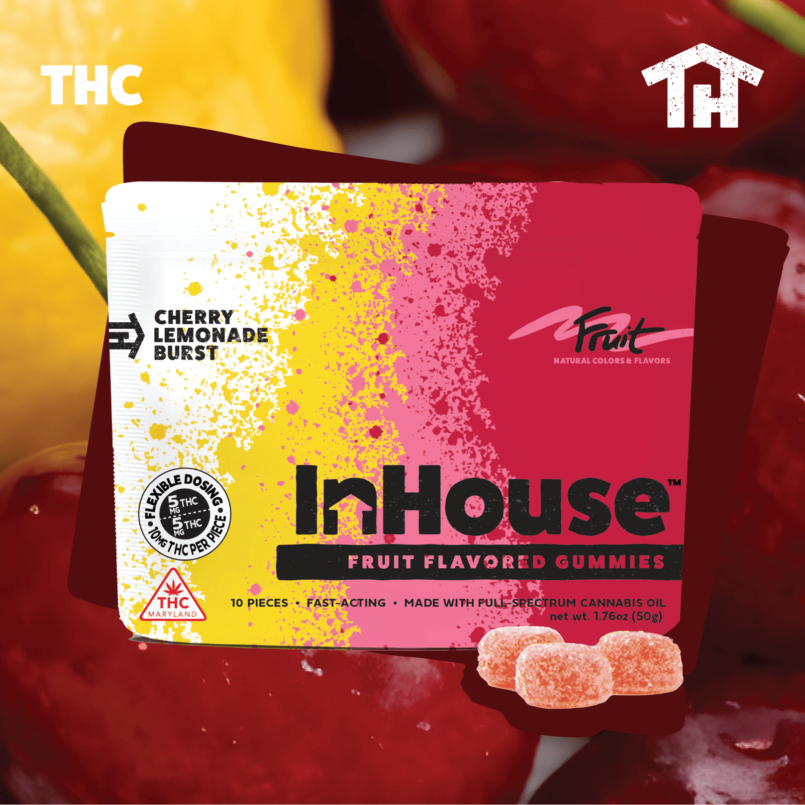 InHouse Cherry Lemonade Fast Acting 10mg (10ct) - In House Gummies