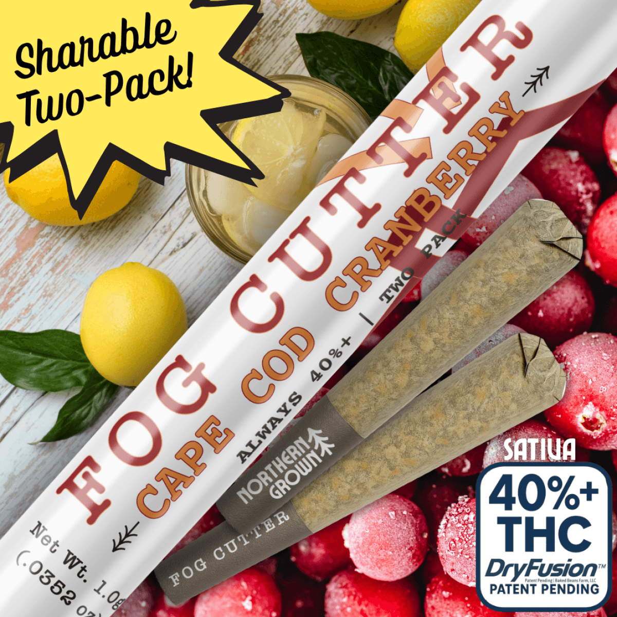 Fog Cutter Cape Cod Cranberry .5g Infused Pre roll 2 Pack 1g