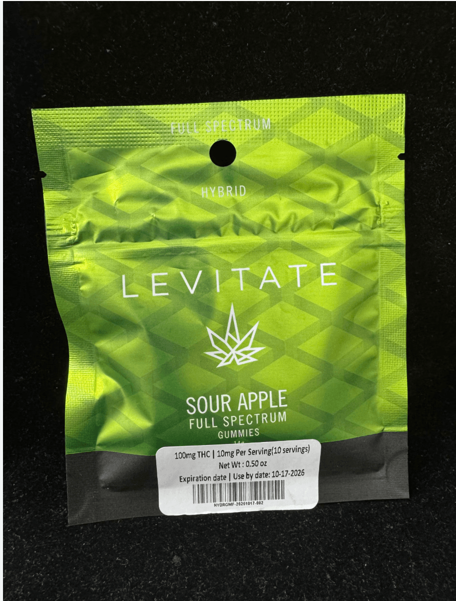Levitate Sour Apple | Live Resin Gummies | 10 x 10mg