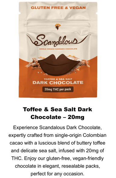 Scandalous Chocolates E(Chocolate-Dark)-Toffee and Sea Salt-20mg-H