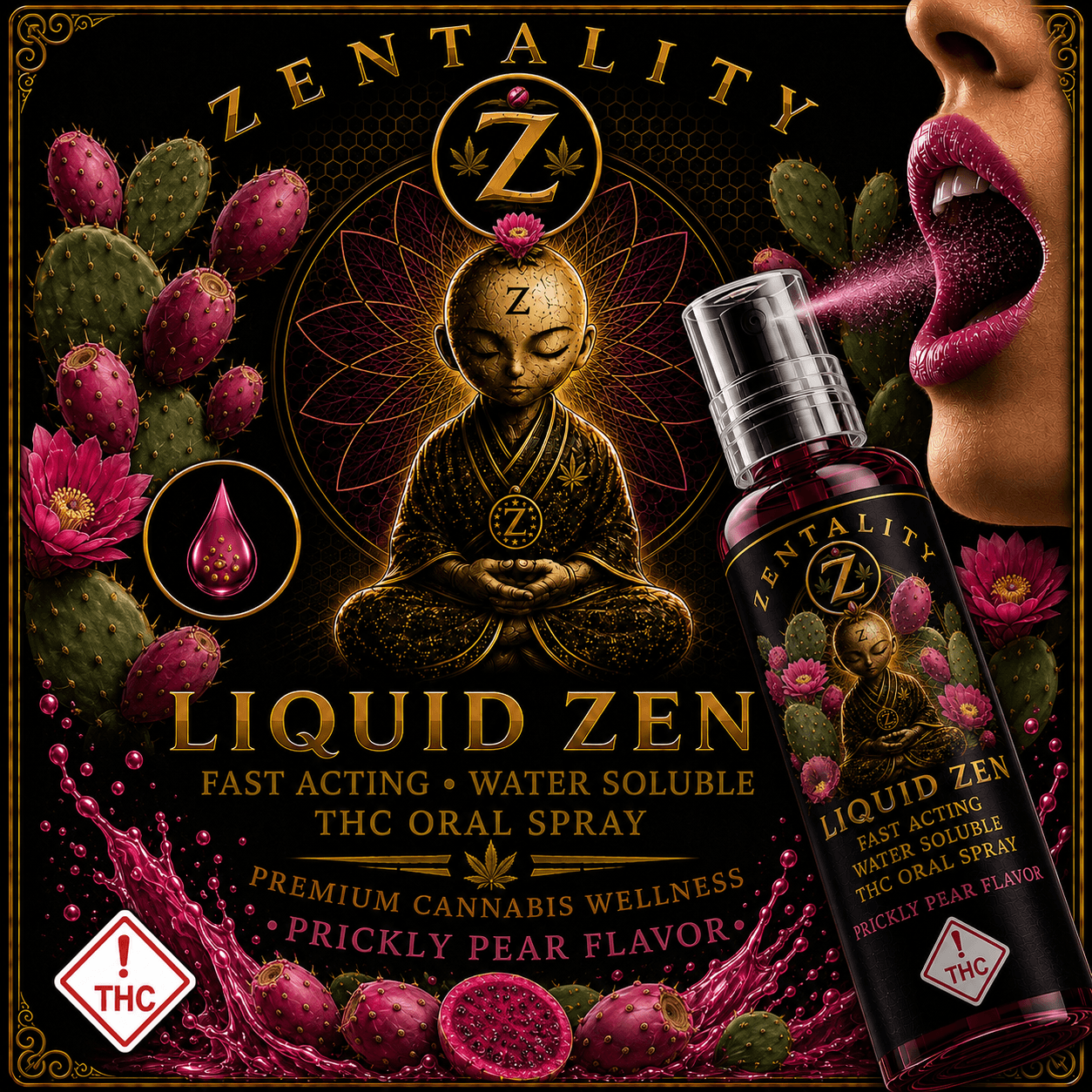 Liquid Zen Fast Acting Oral Spray | 100mg | Prickly Pear Flavor (H)