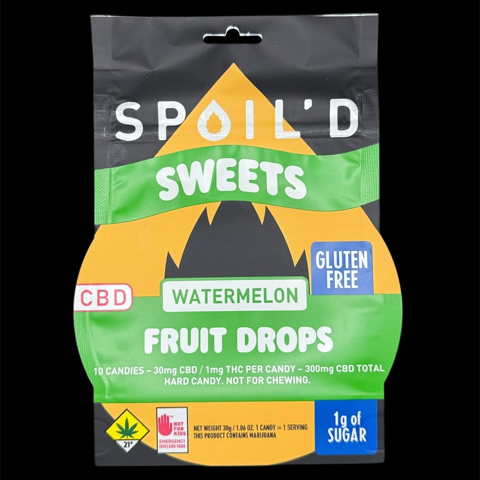 Spoil'd CBD Watermelon Fruit Drops 30:1 [10pk] (300mg CBD / 10mg THC)