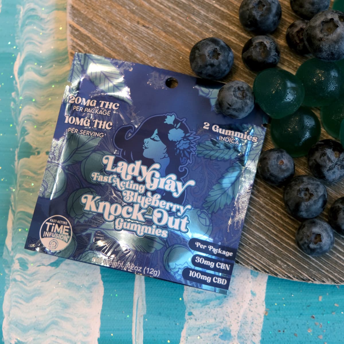 Lady Gray Blueberry Knockout 1:5 CBD Gummies - Fast Acting 20mg