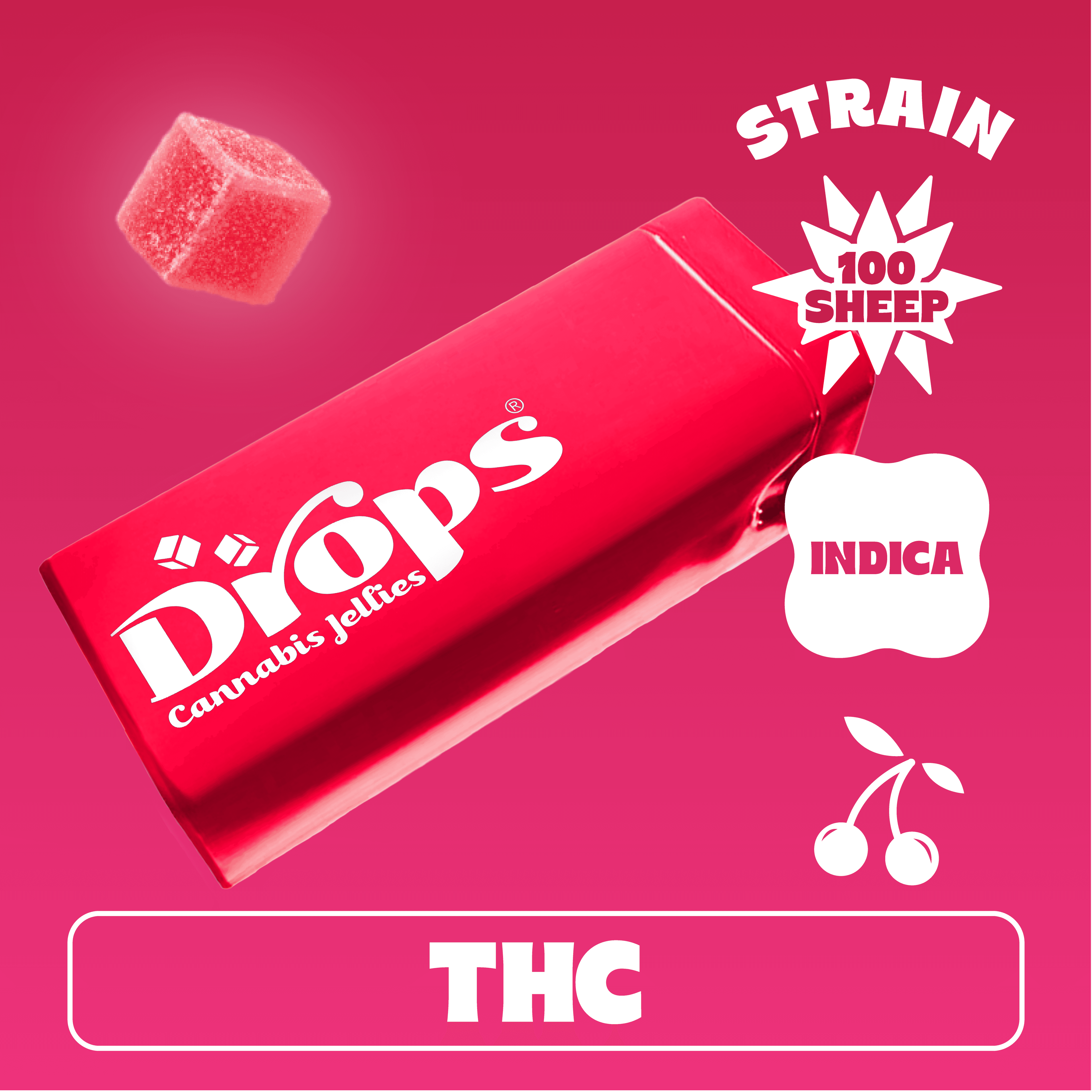 DROPS Cherry 20pc - 100 Sheep - Indica (100mg THC)