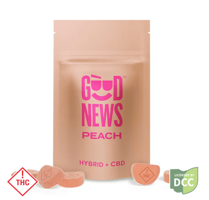 Good News Peach 1:1 THC:CBD Gummies (100mg)