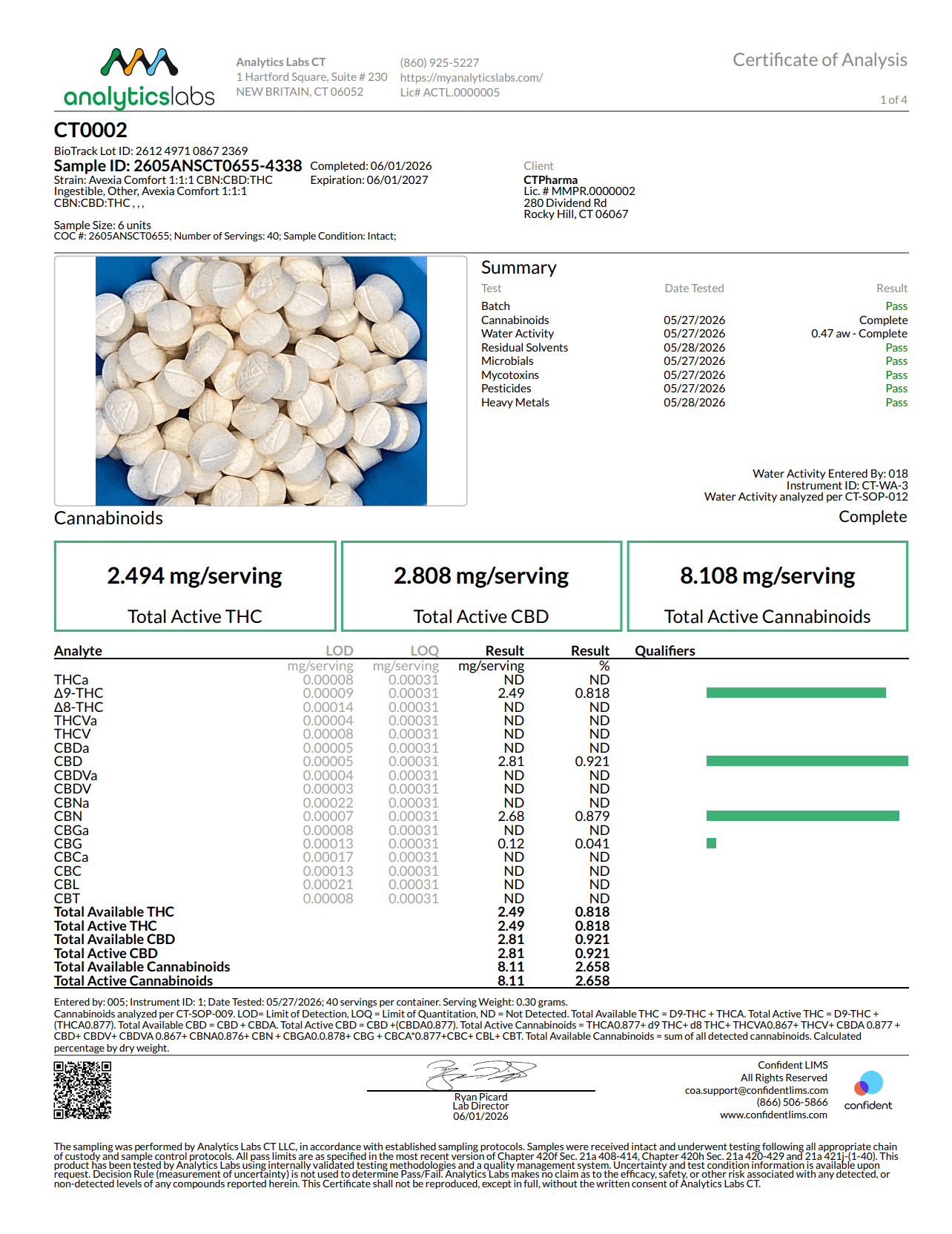 Avexia Avexia Comfort 1:1:1 CBN:CBD:THC Infused Edible 27285