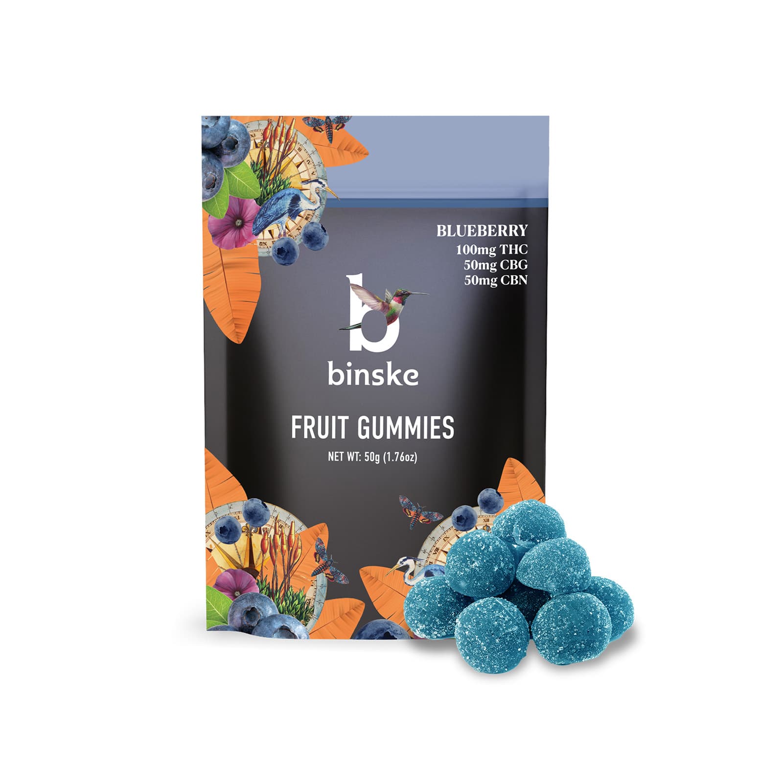 binske Blueberry THC:CBG:CBN Gummies 100mg