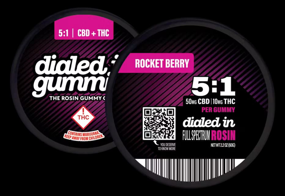 Dialed In Gummies Innovation Rosin Gummies | Dialed In | Rocket Berry [5:1 CBD:THC] | 20pk