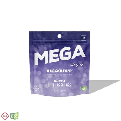 Grön Blackberry 1:1 CBN:THC Mega (100mg)