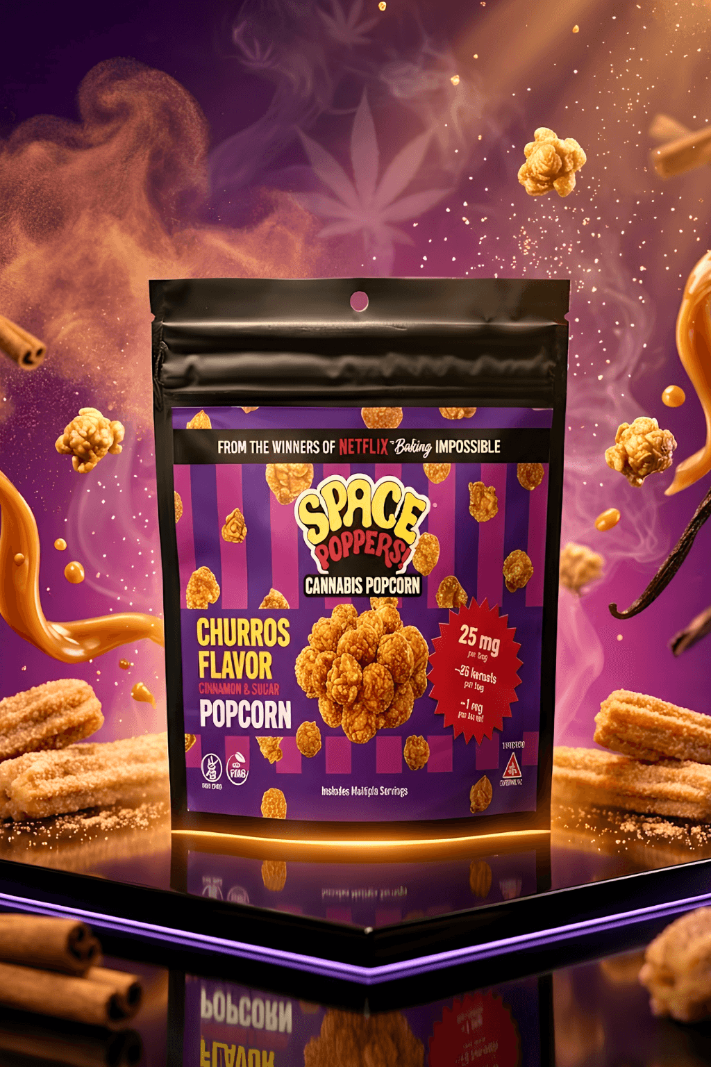 Space Poppers! Churros Popcorn 1:1 | 25mg/25pc
