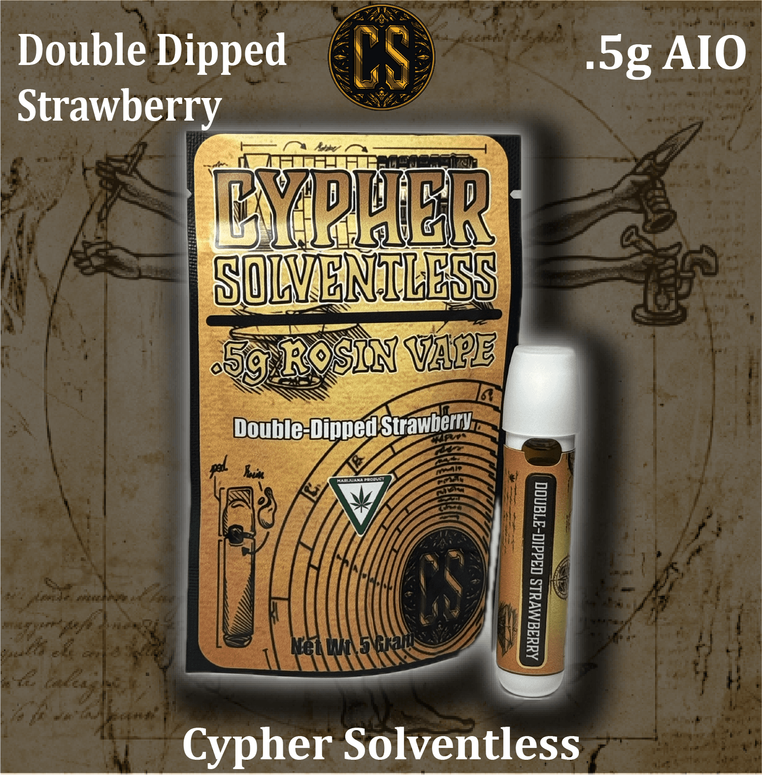 Cypher CYPHER | DOUBLE DIPPED STRAWBERRY | INDICA | DISPOSABLE VAPE | .5G | REC