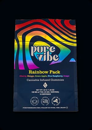 Pure Vibe 100mg Live Rosin Gummies | Rainbow Pack