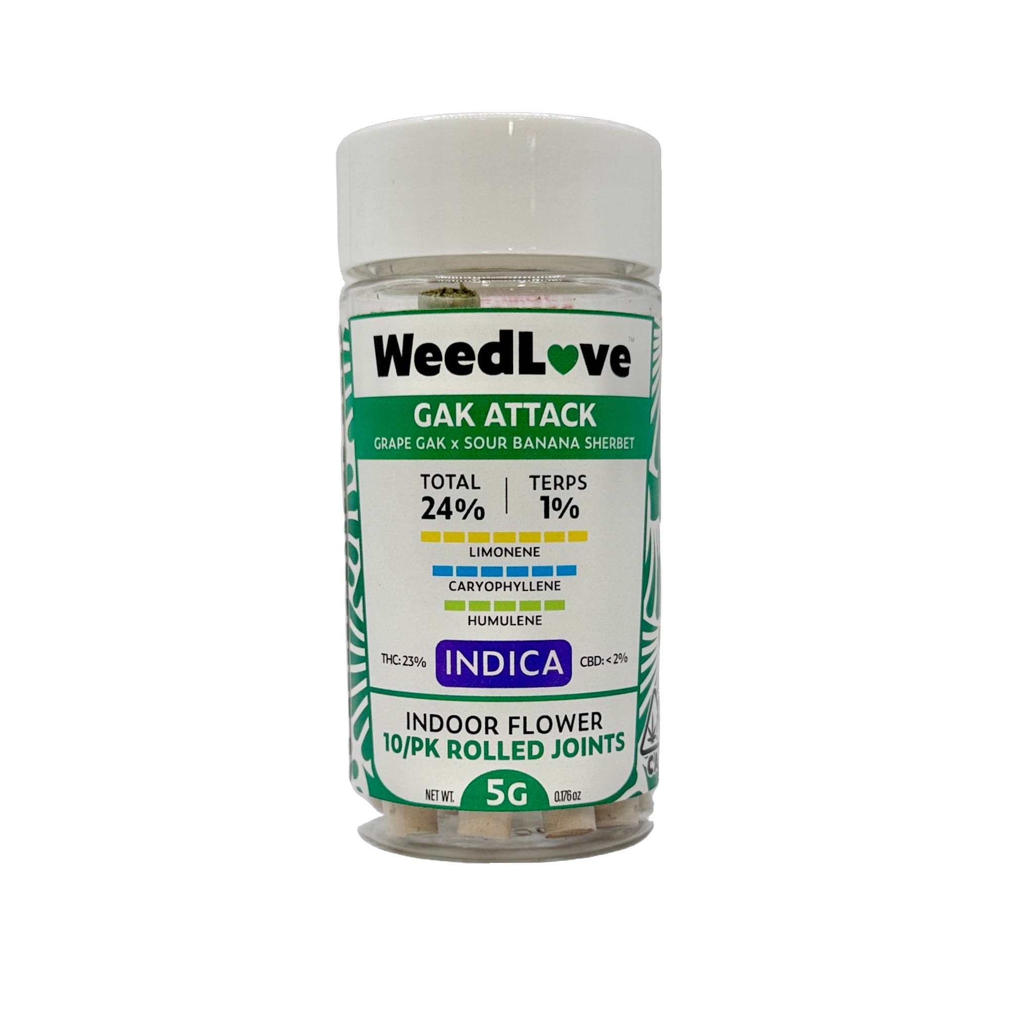 WeedLove GAK ATTACK PREROLLS 10 PACK 5G