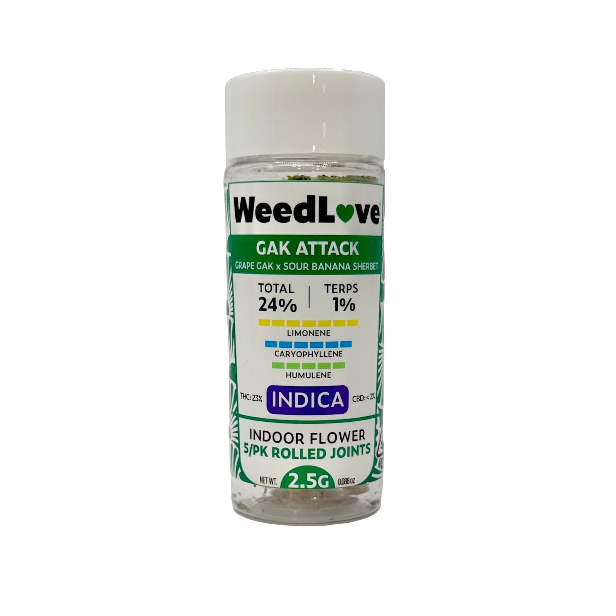 WeedLove GAK ATTACK PREROLLS 5 PACK 2.5G