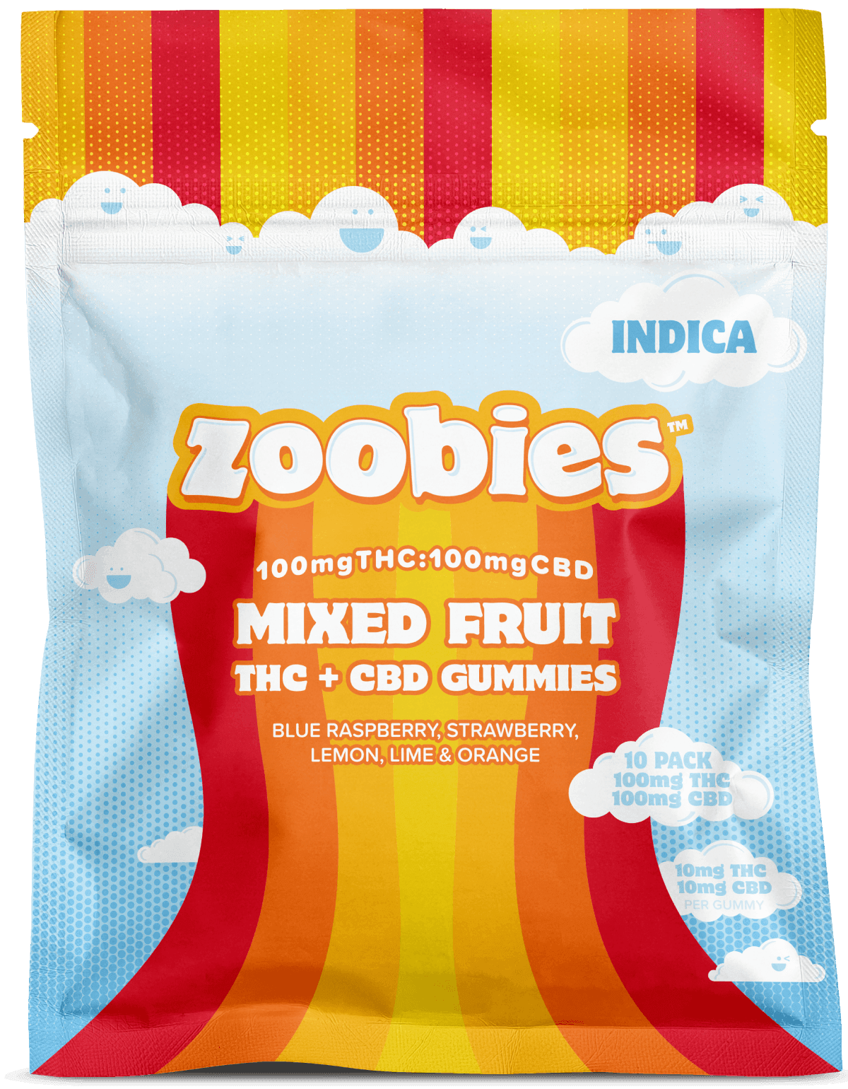 Zoobies 1:1 Mixed Fruit - Hybrid [10pk] (100mg CBD/100mg THC)