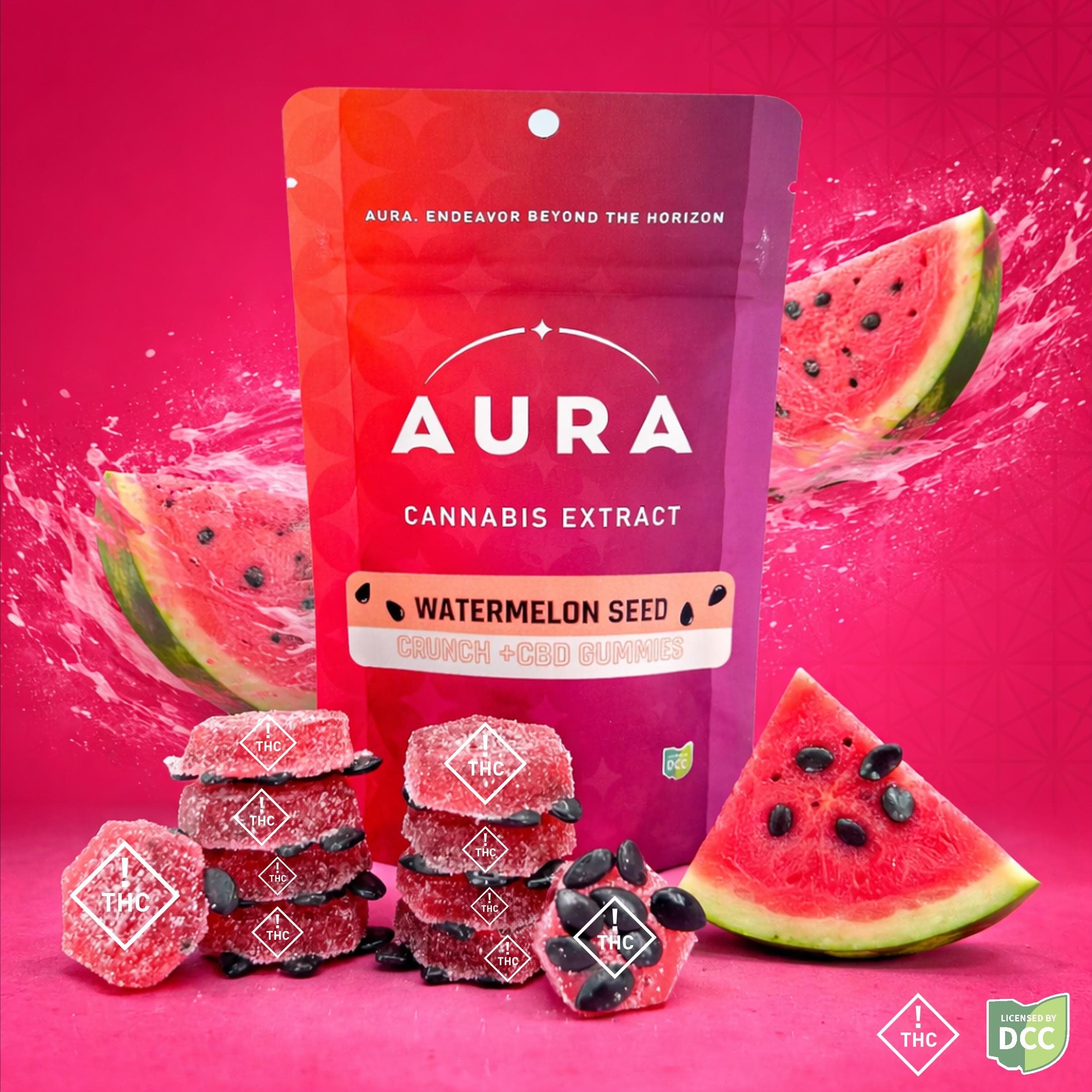 Aura Watermelon Seed Crunch + CBD | Gummies | [105.44mg]
