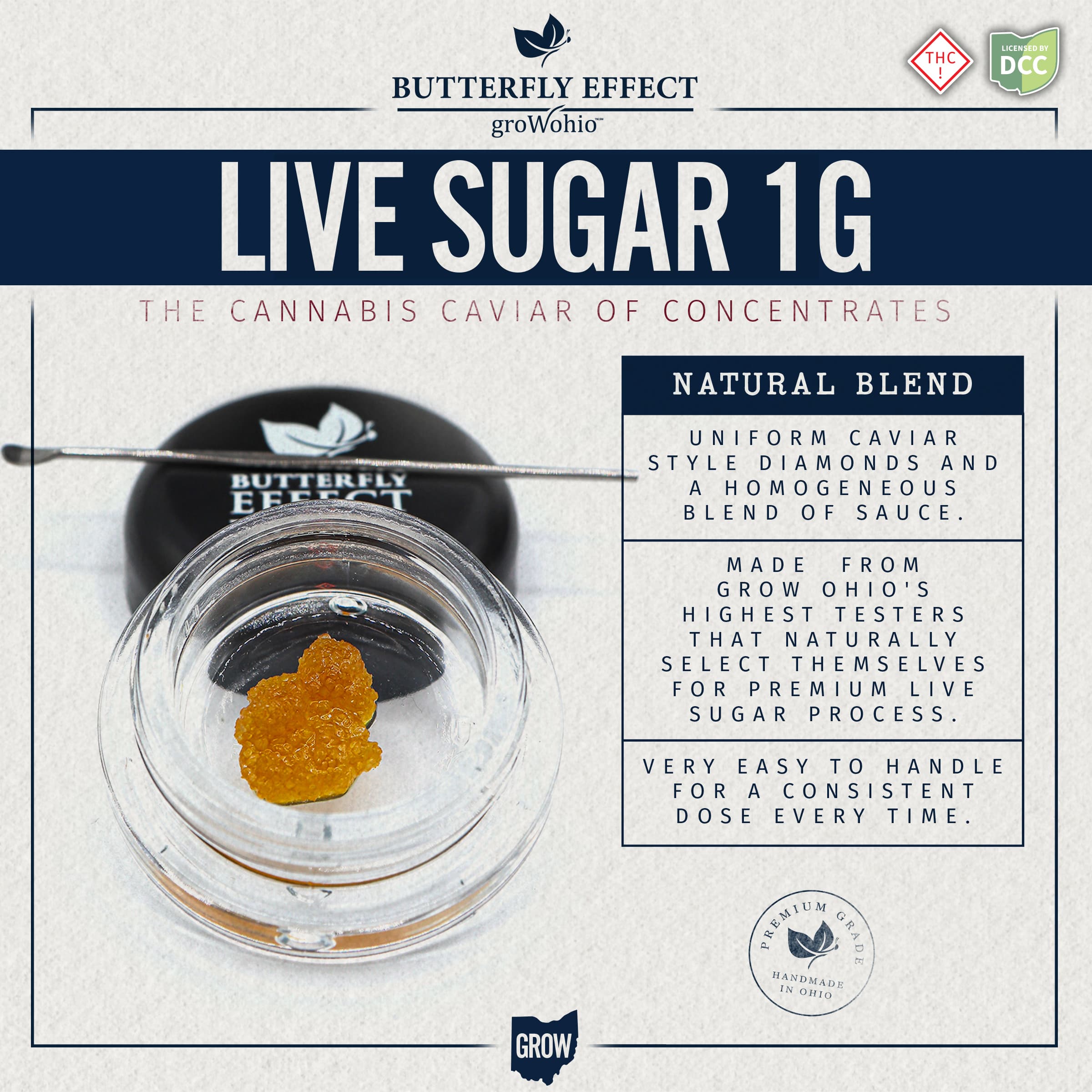 Butterfly Effect by Grow Ohio Kali Grpfruit Live Sugar - 1g Live Resin Concentrates