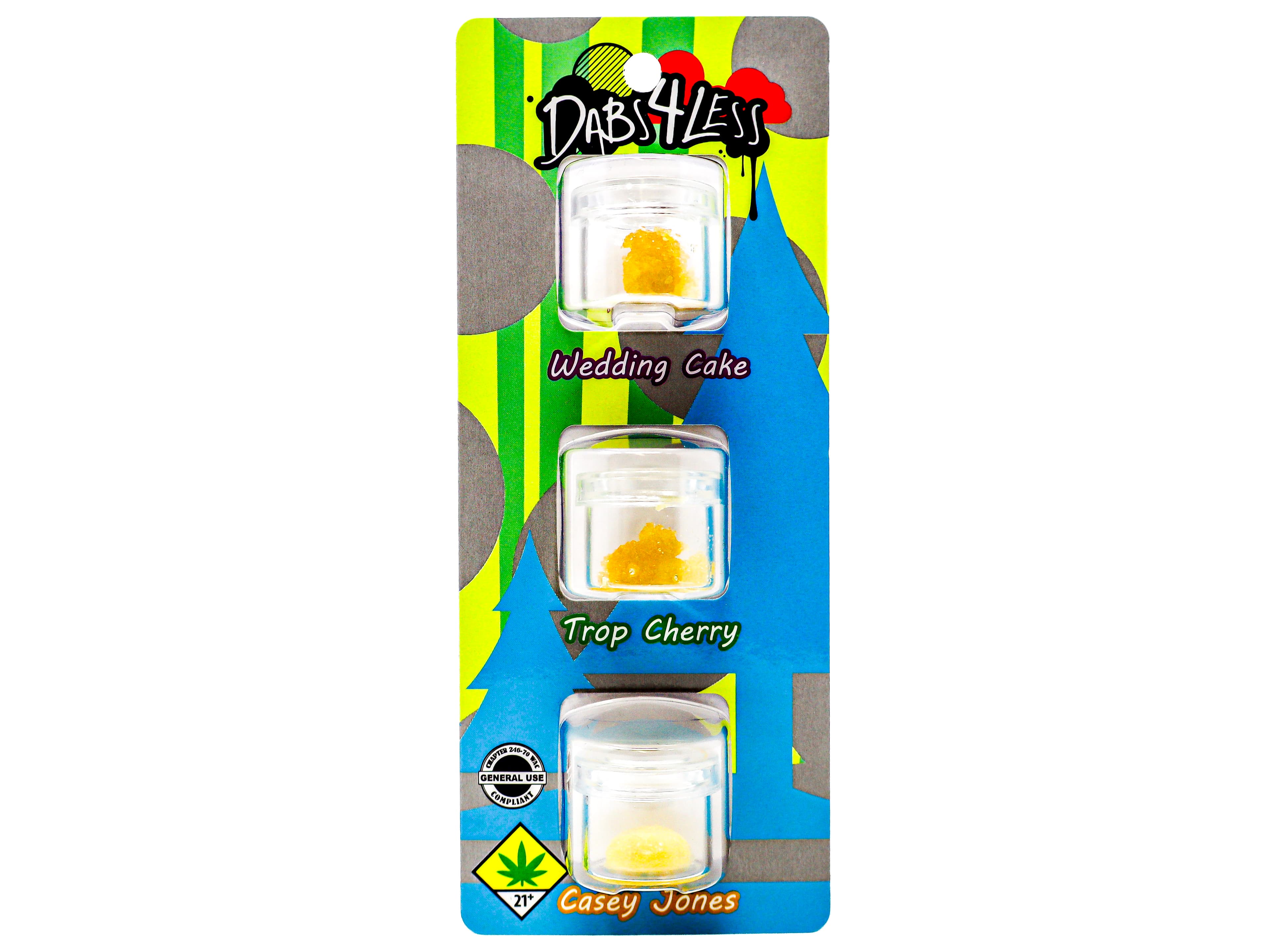 Dabs 4 Less ECC Wedding Cake + Trop Cherry + Casey Jones BHO Concentrate 3pk 3090076282