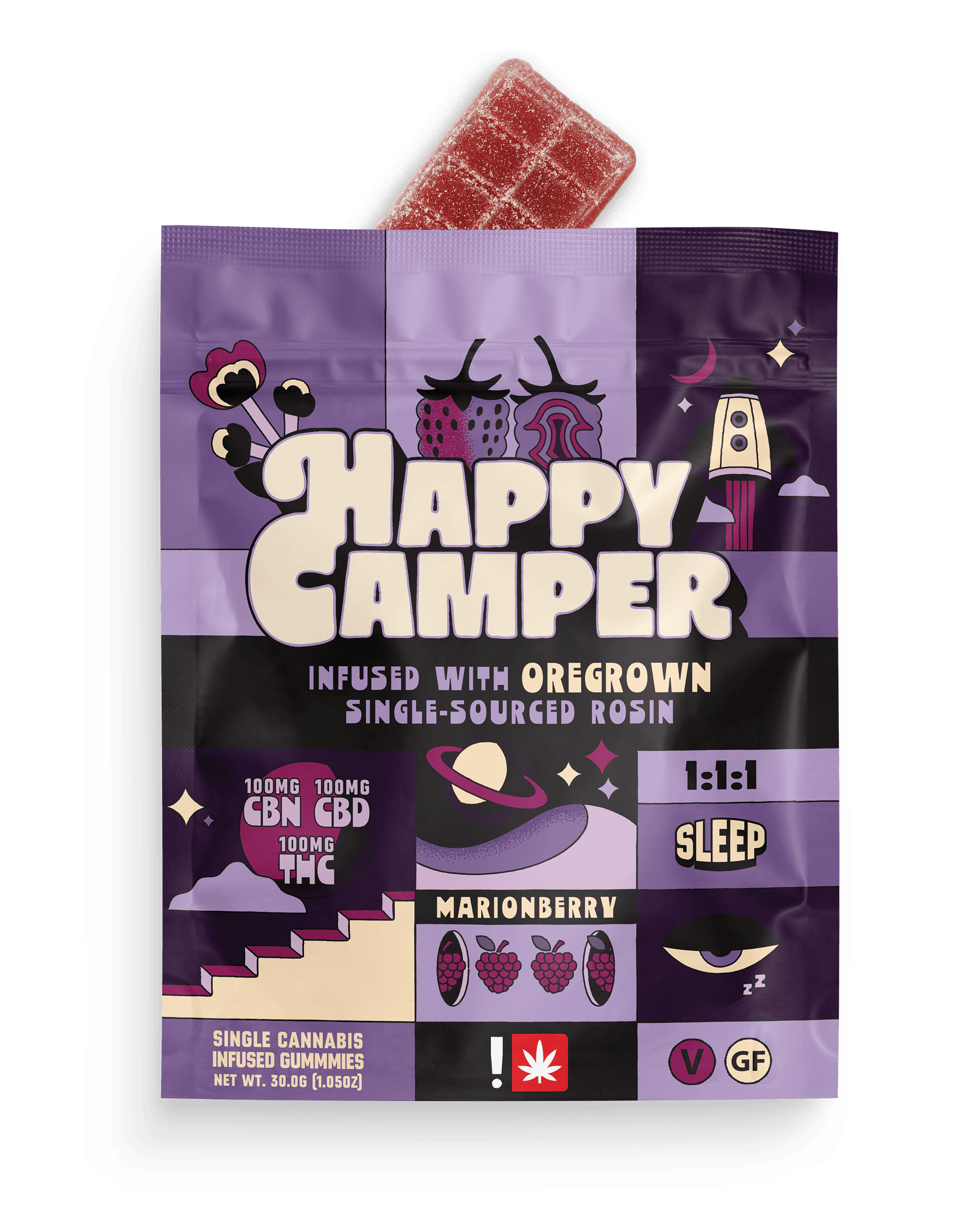 Happy Camper Marionberry 1:1:1 (Sleep) High Dose Rosin Gummy Single | 100mg