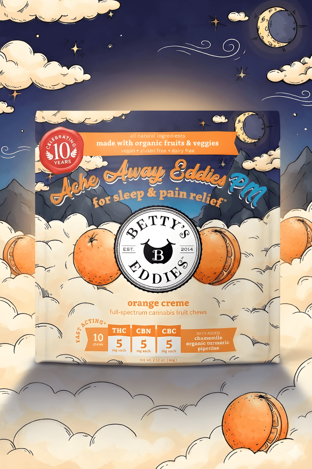 Betty's Eddies Ache Away Eddies PM Orange Creme [10pk] (50mg THC/50mg CBN/50mg CBC)