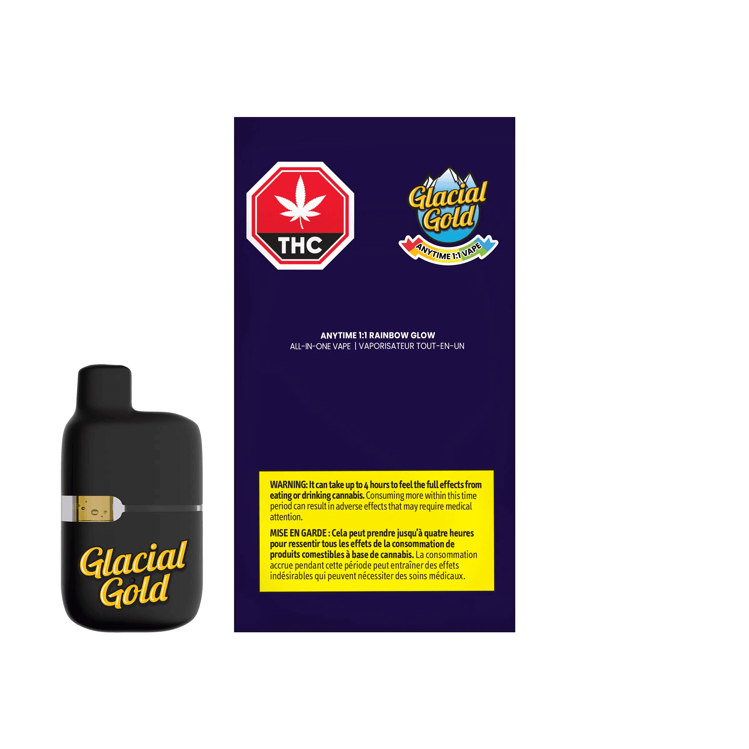 Glacial Gold Glacial Gold Anytime 1:1 Rainbow Glow Disposable (Vape Pen) / 1g / Disposable Vape Pen / Hybrid