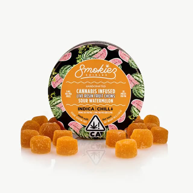SMOKIEZ SOUR WATERMELON 100MG LIVE RESIN 20 PACK FRUIT CHEWS