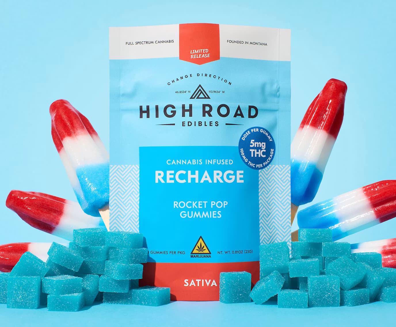 High Road Edibles Gummies | Recharge Rocket Pop | 100mg