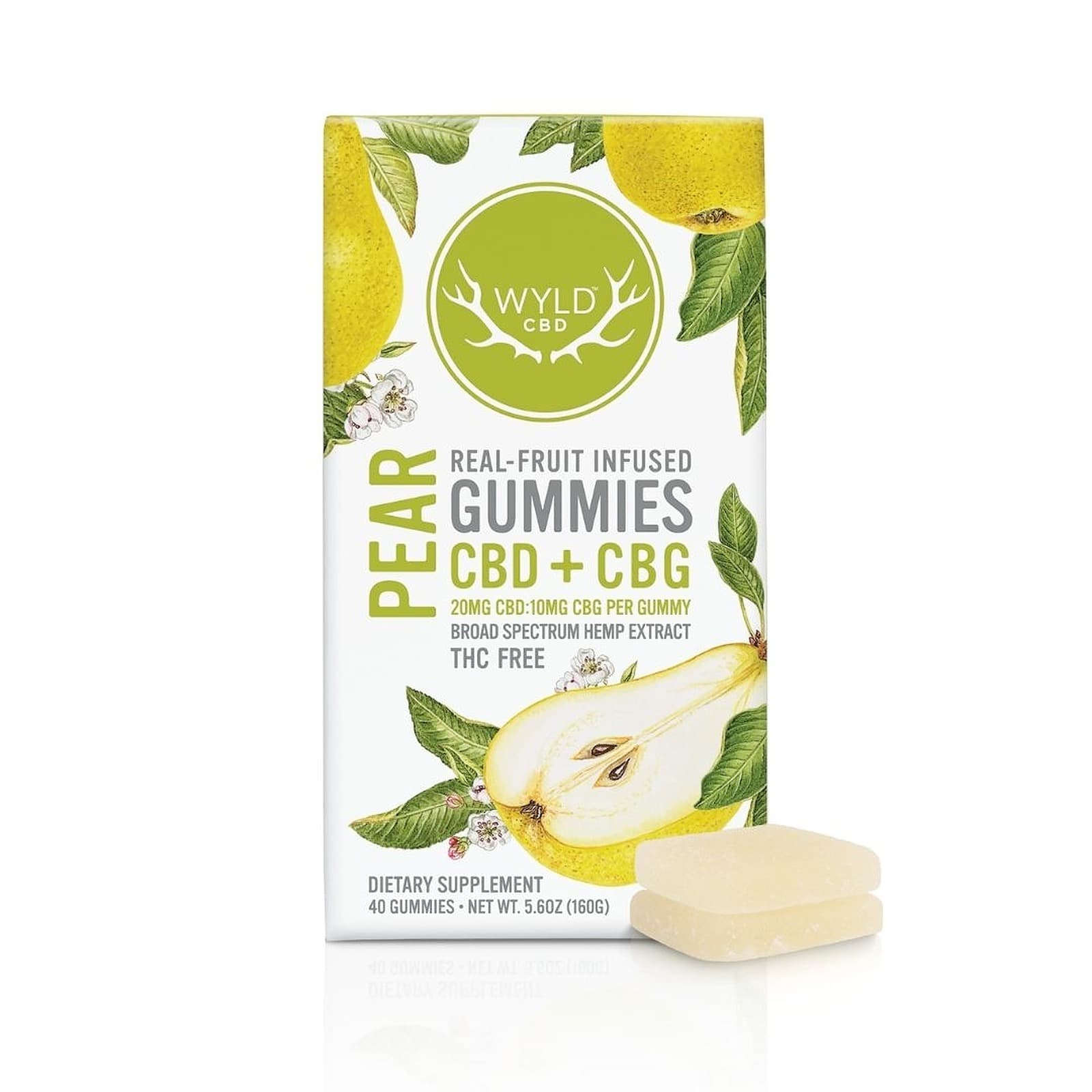 Wyld CBD | Hemp Gummies | 40pc | Pear 800mg (CBD+CBG)
